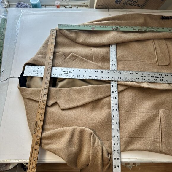 Mens Tan Lambswool Blazer Vtg Lands End XL Jacket 2 Button Lined 42R Camel Hair - Picture 3 of 10